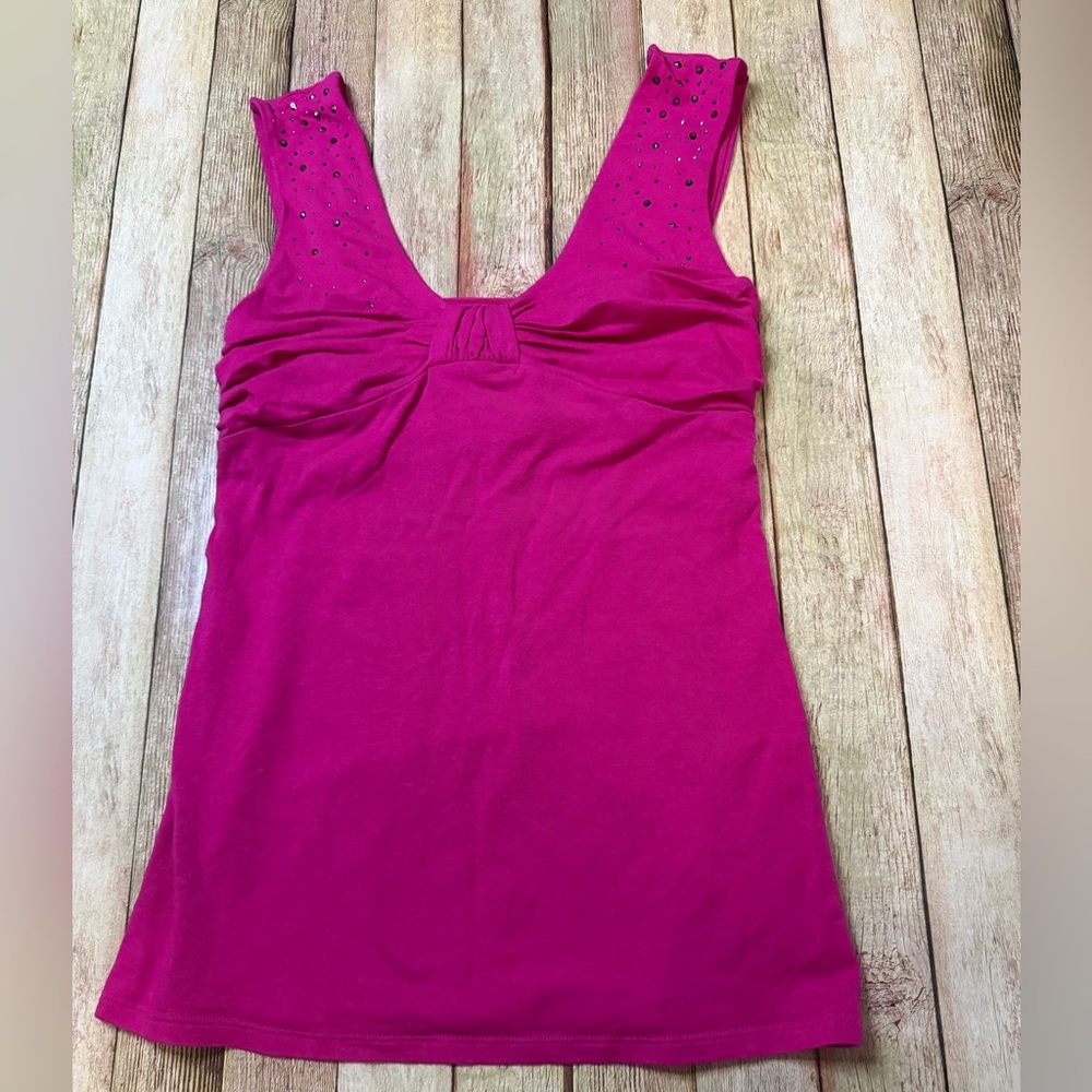 Express Fuchsia Scoop Neck Studded Tank
